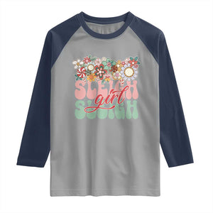Sleigh Girl Sleigh Raglan Shirt Christmas Retro Groove Slay Girl TS11 Sport Gray Navy Print Your Wear