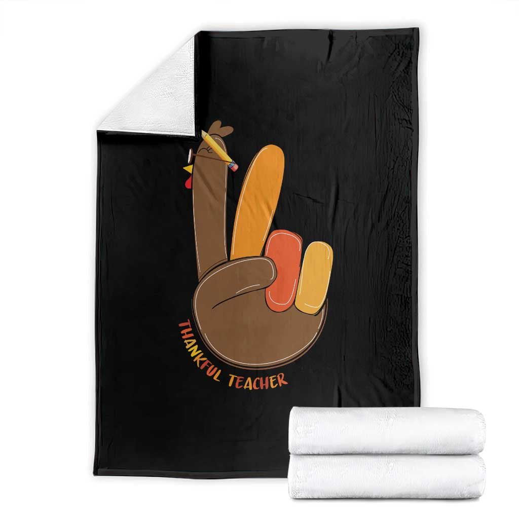Funny Thanksgiving Teacher Throw Blanket Thankful Teacher Turkey Pencil TS11 Black Print Your Wear
