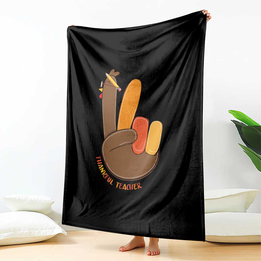 Funny Thanksgiving Teacher Throw Blanket Thankful Teacher Turkey Pencil TS11 Print Your Wear