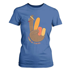 Funny Thanksgiving Teacher T Shirt For Women Thankful Teacher Turkey Pencil TS11 Royal Blue Print Your Wear