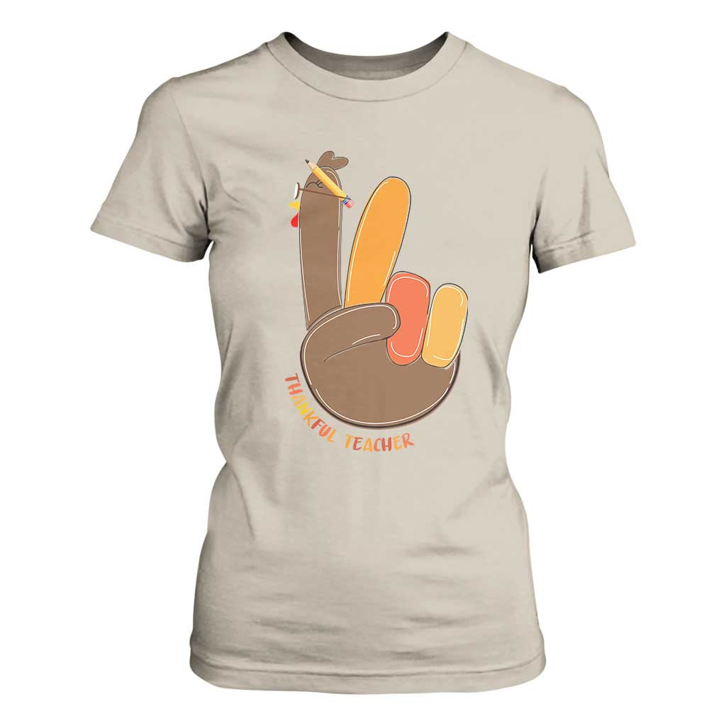 Funny Thanksgiving Teacher T Shirt For Women Thankful Teacher Turkey Pencil TS11 Sand Print Your Wear