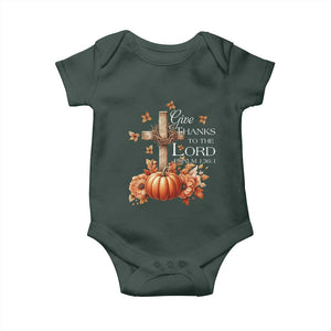 Thanksgiving Christ Baby Onesie Give Thanks To The Lord Psalm 136:1 Pumpkin Cross TS11 Print Your Wear