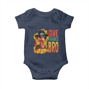 Funny Thanksgiving Turkey Baby Onesie Give Thanks Bro Fall Season TS11 Navy Print Your Wear