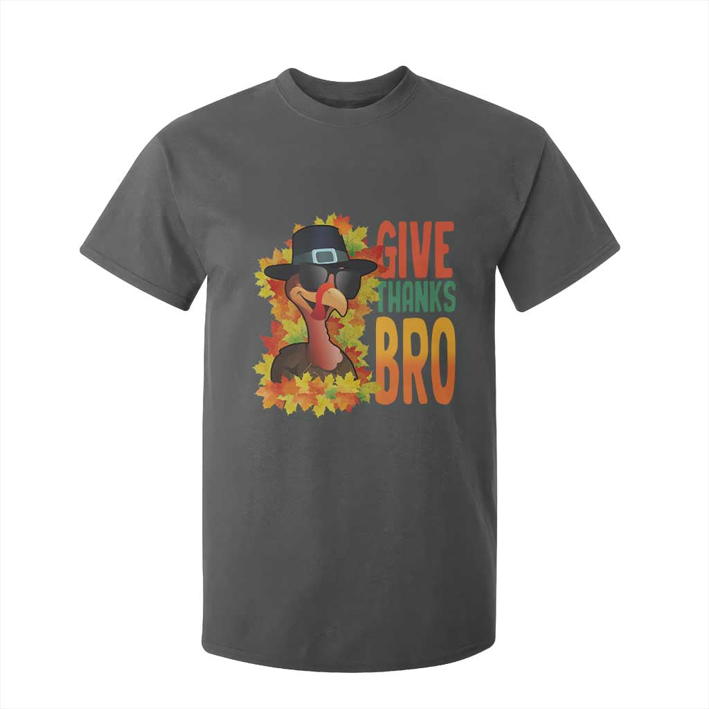 Funny Thanksgiving Turkey T Shirt For Kid Give Thanks Bro Fall Season TS11 Dark Heather Print Your Wear
