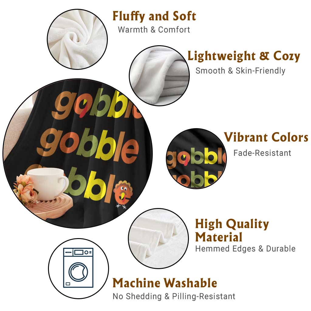 Funny Thanksgiving Turkey Gobble Throw Blanket Fall Season TS11 Print Your Wear