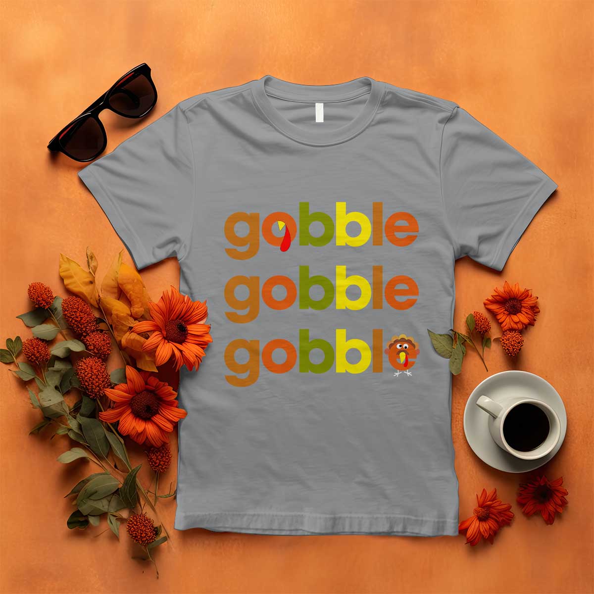Funny Thanksgiving Turkey Gobble T Shirt Fall Season TS11 Sport Gray Print Your Wear