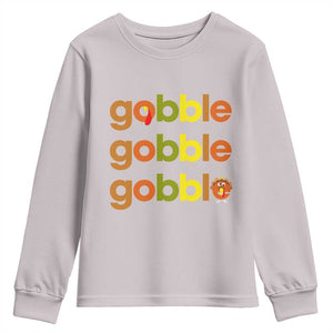Funny Thanksgiving Turkey Gobble Youth Sweatshirt Fall Season TS11 Ice Gray Print Your Wear