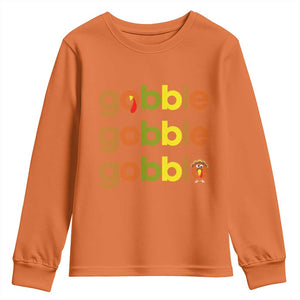 Funny Thanksgiving Turkey Gobble Youth Sweatshirt Fall Season TS11 Orange Print Your Wear
