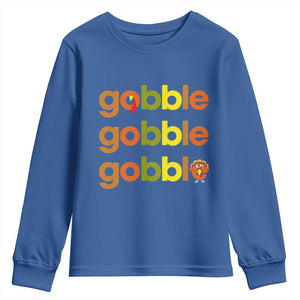 Funny Thanksgiving Turkey Gobble Youth Sweatshirt Fall Season TS11 Royal Blue Print Your Wear