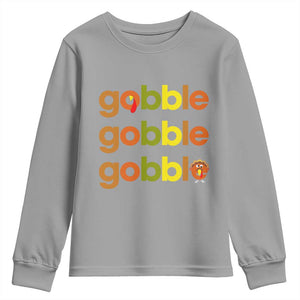 Funny Thanksgiving Turkey Gobble Youth Sweatshirt Fall Season TS11 Sport Gray Print Your Wear