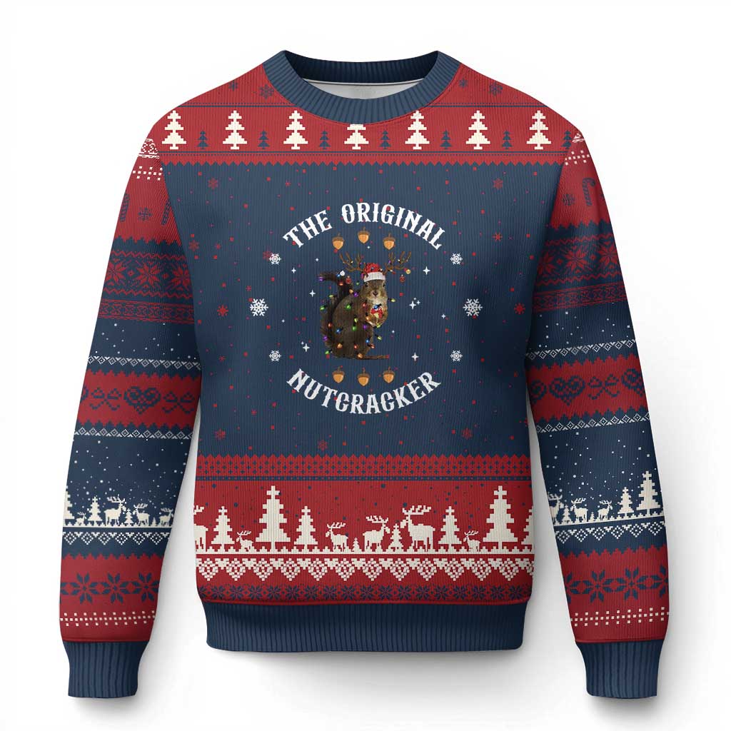 Funny Xmas Squirrel Ugly Christmas Sweater The Original Nutcracker Snowflake Xmas Neon Light TS11 Navy Red Print Your Wear