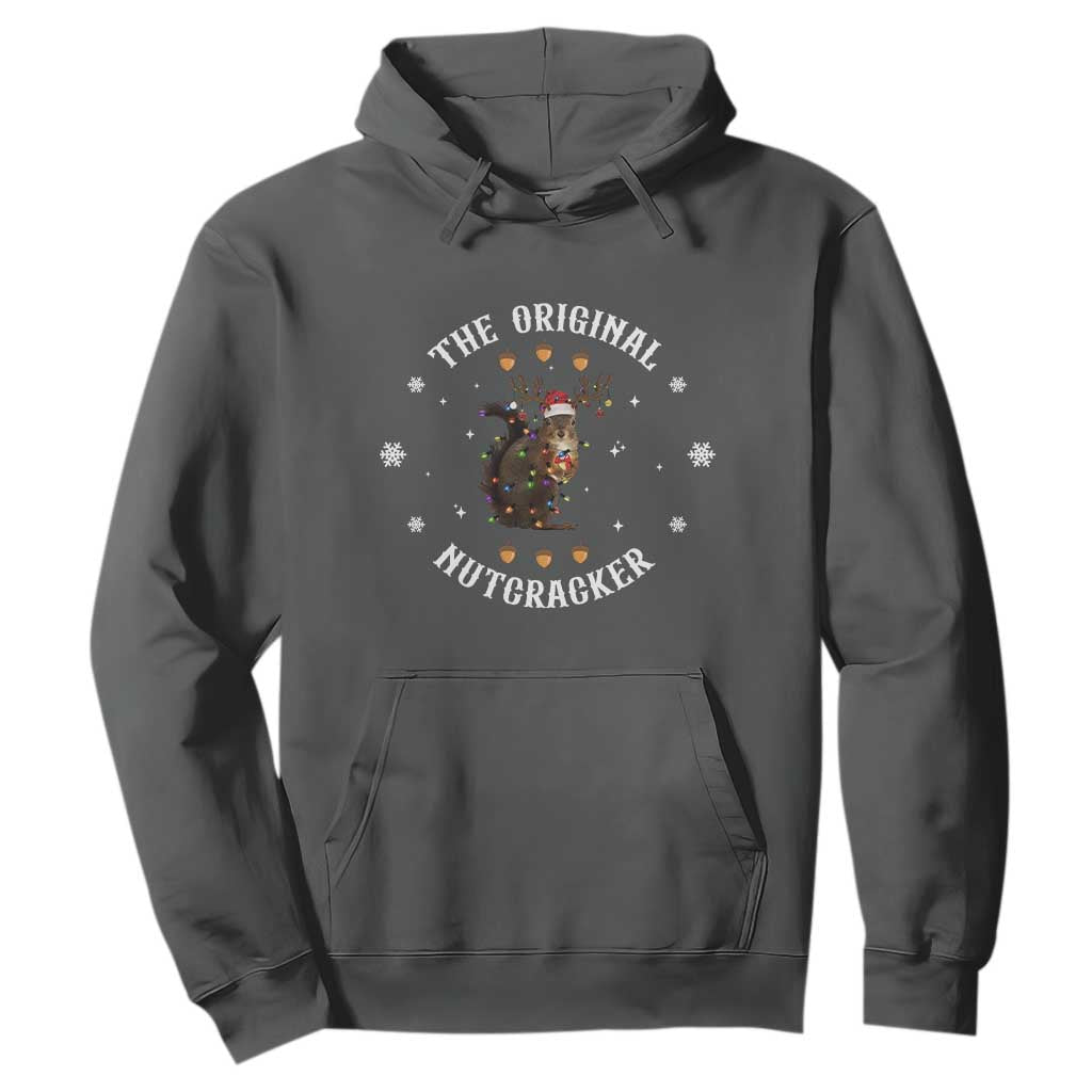 Funny Christmas Squirrel Hoodie The Original Nutcracker Snowflake Xmas Neon Light TS11 Dark Heather Print Your Wear