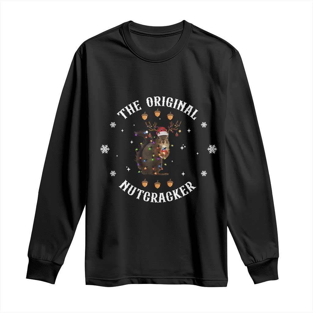 Funny Christmas Squirrel Long Sleeve Shirt The Original Nutcracker Snowflake Xmas Neon Light TS11 Black Print Your Wear