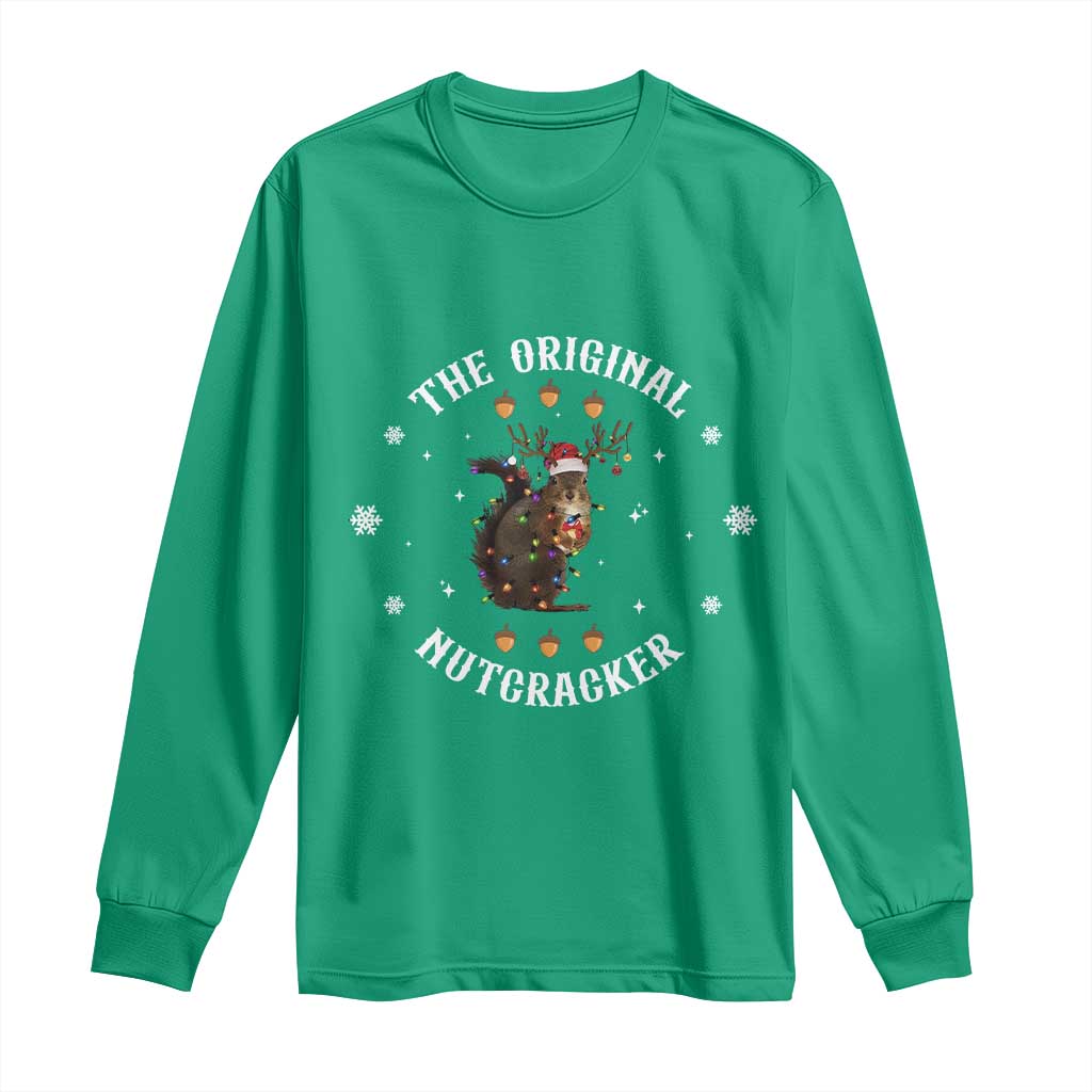 Funny Christmas Squirrel Long Sleeve Shirt The Original Nutcracker Snowflake Xmas Neon Light TS11 Irish Green Print Your Wear
