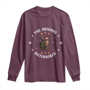Funny Christmas Squirrel Long Sleeve Shirt The Original Nutcracker Snowflake Xmas Neon Light TS11 Maroon Print Your Wear