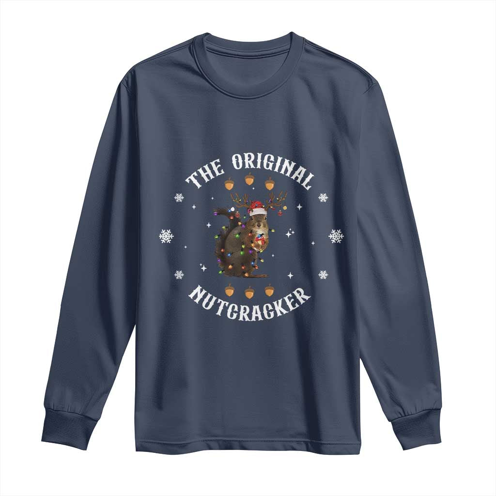Funny Christmas Squirrel Long Sleeve Shirt The Original Nutcracker Snowflake Xmas Neon Light TS11 Navy Print Your Wear