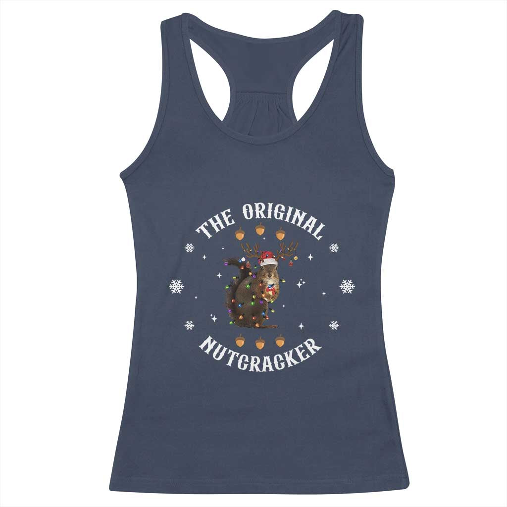 Funny Christmas Squirrel Racerback Tank Top The Original Nutcracker Snowflake Xmas Neon Light TS11 Navy Print Your Wear