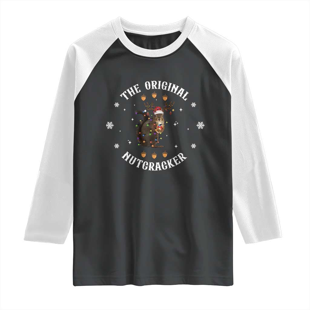 Funny Christmas Squirrel Raglan Shirt The Original Nutcracker Snowflake Xmas Neon Light TS11 Black White Print Your Wear