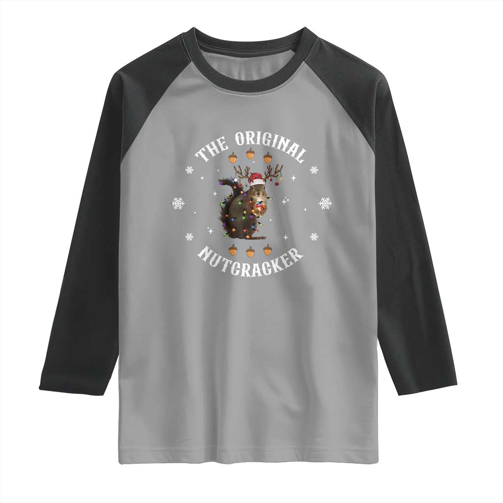 Funny Christmas Squirrel Raglan Shirt The Original Nutcracker Snowflake Xmas Neon Light TS11 Sport Gray Black Print Your Wear