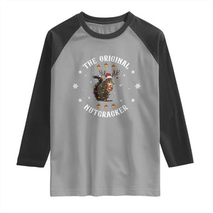 Funny Christmas Squirrel Raglan Shirt The Original Nutcracker Snowflake Xmas Neon Light TS11 Sport Gray Black Print Your Wear