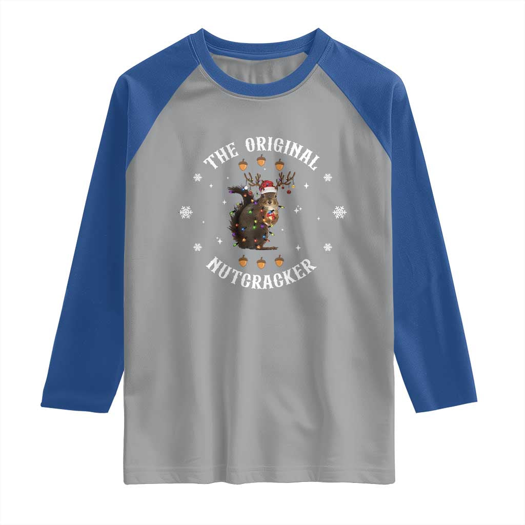 Funny Christmas Squirrel Raglan Shirt The Original Nutcracker Snowflake Xmas Neon Light TS11 Sport Gray Royal Print Your Wear