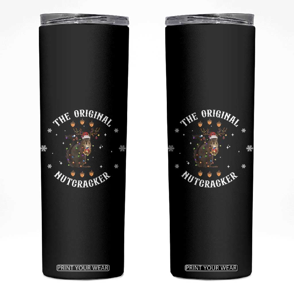 Funny Christmas Squirrel Skinny Tumbler The Original Nutcracker Snowflake Xmas Neon Light TS11 Black Print Your Wear