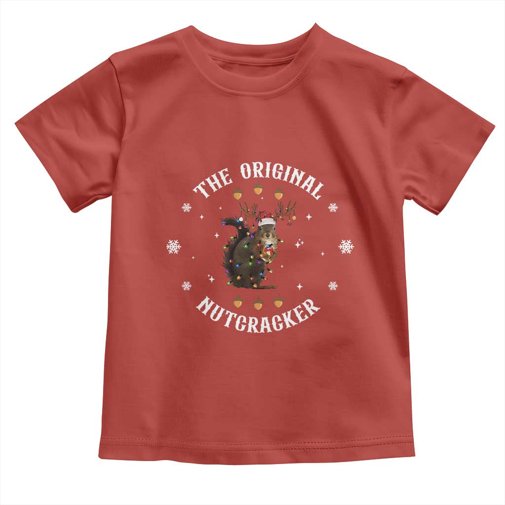 Funny Christmas Squirrel Toddler T Shirt The Original Nutcracker Snowflake Xmas Neon Light TS11 Red Print Your Wear