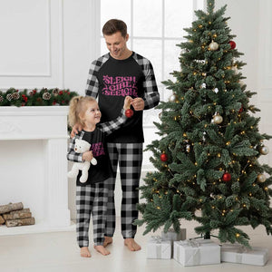 Funny Pink Christmas Plaid Pajama Set Sleigh Girl Sleigh Reindeer TS11 White Plaid Print Your Wear