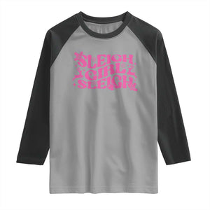 Funny Pink Christmas Raglan Shirt Sleigh Girl Sleigh Reindeer TS11 Sport Gray Black Print Your Wear