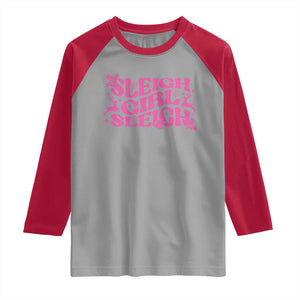 Funny Pink Christmas Raglan Shirt Sleigh Girl Sleigh Reindeer TS11 Sport Gray Red Print Your Wear