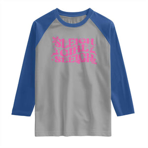 Funny Pink Christmas Raglan Shirt Sleigh Girl Sleigh Reindeer TS11 Sport Gray Royal Print Your Wear