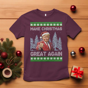 Funny Make Christmas Great Again Trump T Shirt Xmas Tree TS11 Maroon Print Your Wear