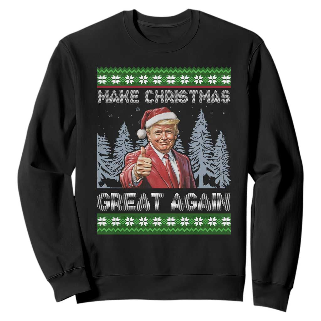Funny Make Christmas Great Again Trump Sweatshirt Xmas Tree TS11 Black Print Your Wear