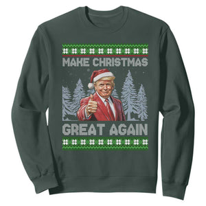 Funny Make Christmas Great Again Trump Sweatshirt Xmas Tree TS11 Dark Forest Green Print Your Wear