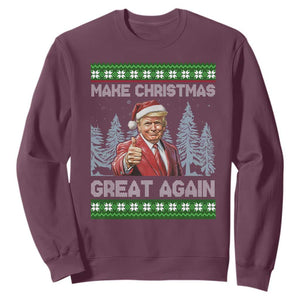 Funny Make Christmas Great Again Trump Sweatshirt Xmas Tree TS11 Maroon Print Your Wear