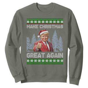 Funny Make Christmas Great Again Trump Sweatshirt Xmas Tree TS11 Military Green Print Your Wear