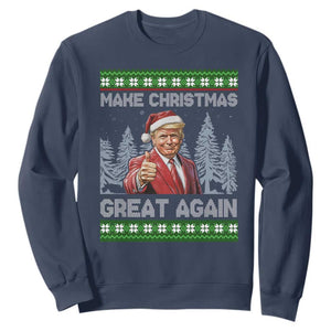 Funny Make Christmas Great Again Trump Sweatshirt Xmas Tree TS11 Navy Print Your Wear