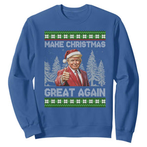 Funny Make Christmas Great Again Trump Sweatshirt Xmas Tree TS11 Royal Blue Print Your Wear