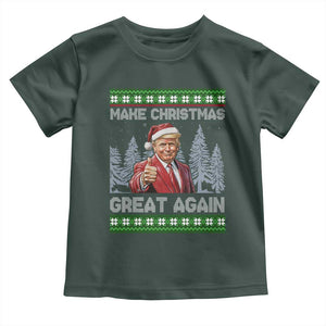 Funny Make Christmas Great Again Trump Toddler T Shirt Xmas Tree TS11 Dark Forest Green Print Your Wear