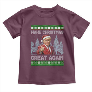 Funny Make Christmas Great Again Trump Toddler T Shirt Xmas Tree TS11 Maroon Print Your Wear