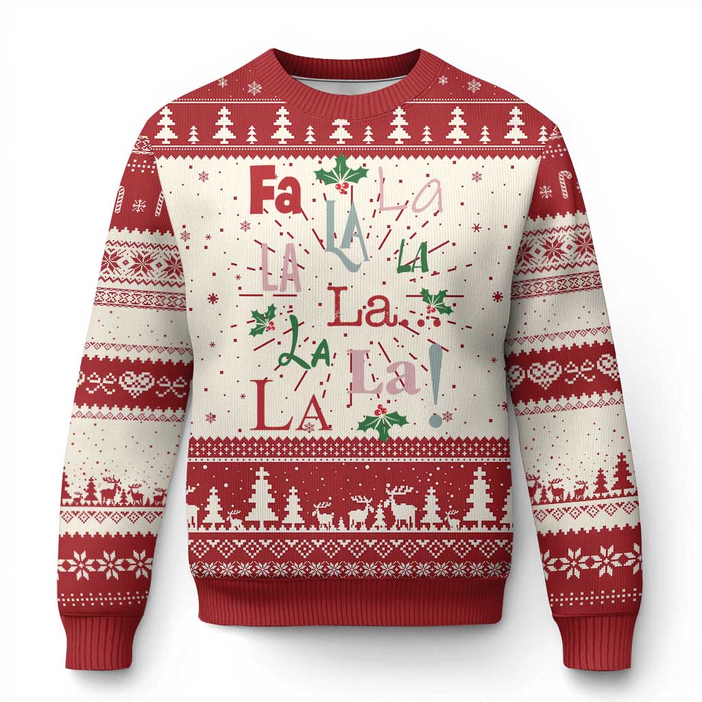Funny Fa La La 8 Xmas Carol Song Ugly Christmas Sweater Holiday Mistletoe TS11 Red Print Your Wear
