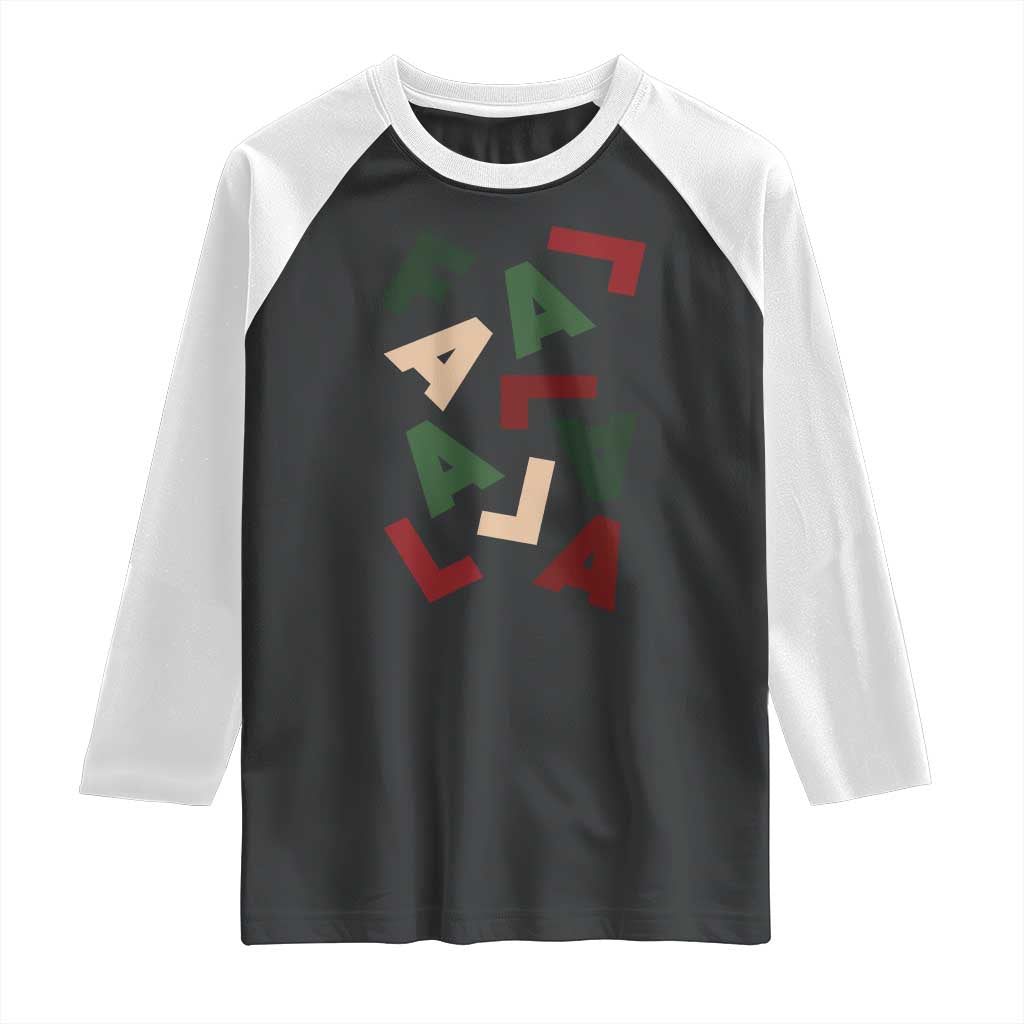 Funny Fa La La 8 Christmas Carol Holiday Raglan Shirt TS11 Black White Print Your Wear