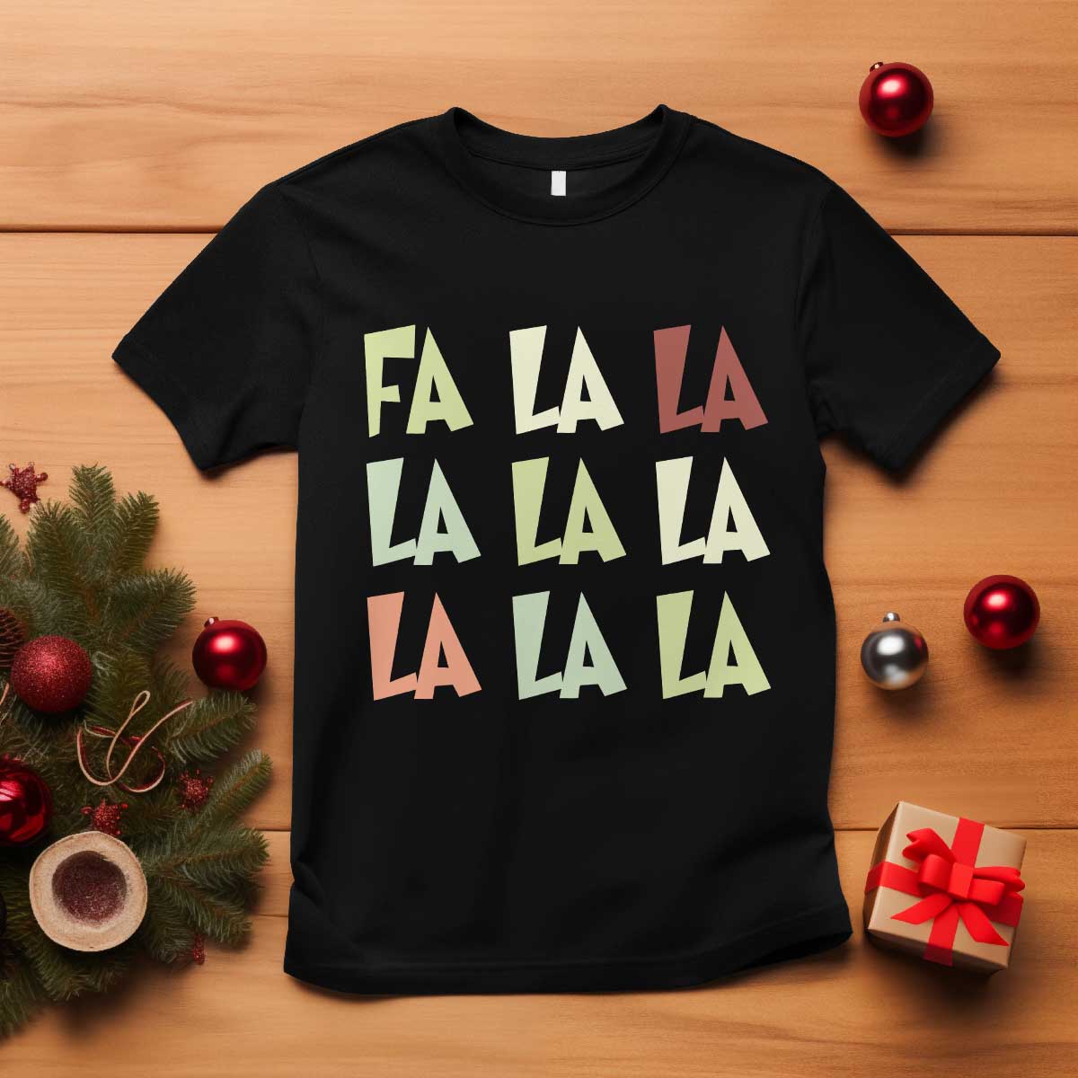 Funny Fa La La 8 Christmas Carol Song Holiday T Shirt TS11 Black Print Your Wear