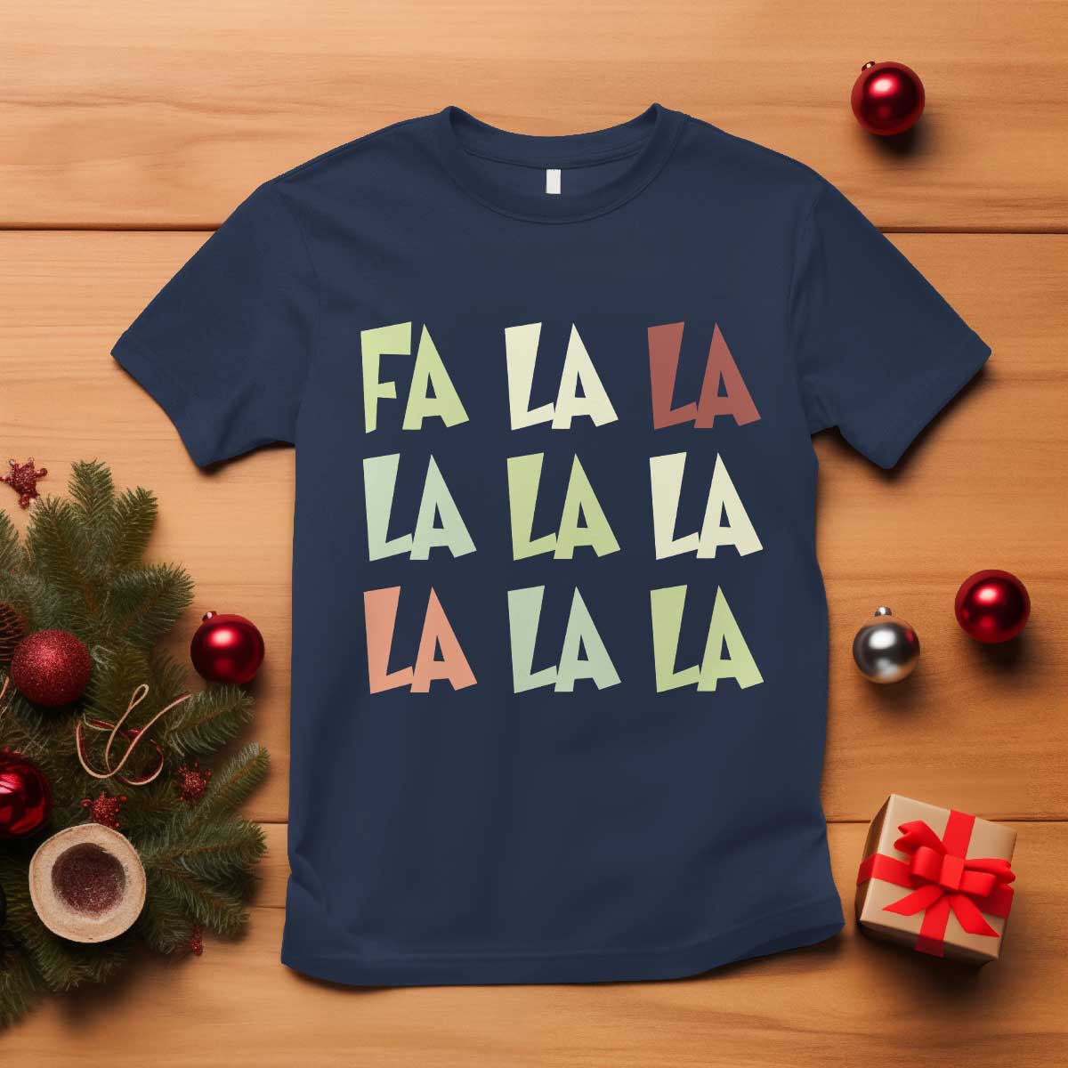 Funny Fa La La 8 Christmas Carol Song Holiday T Shirt TS11 Navy Print Your Wear