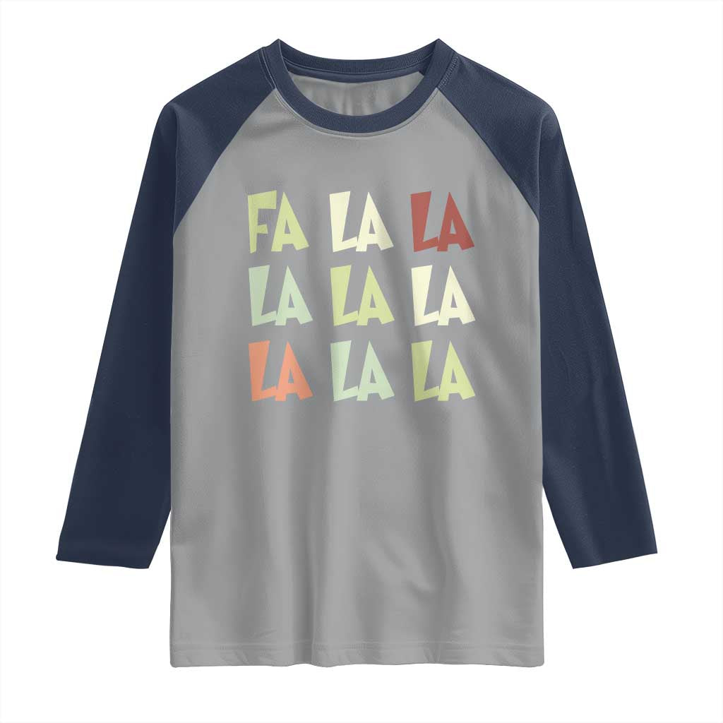 Funny Fa La La 8 Christmas Carol Song Holiday Raglan Shirt TS11 Sport Gray Navy Print Your Wear