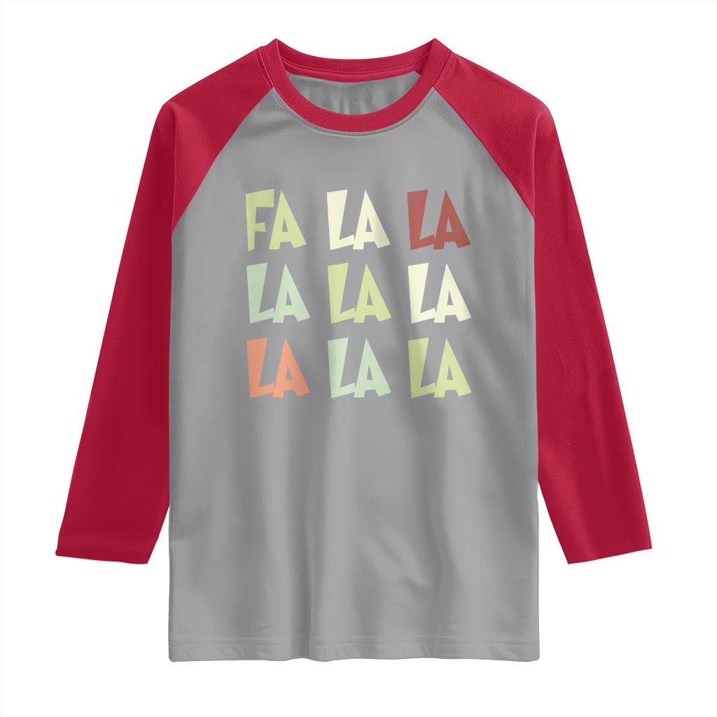 Funny Fa La La 8 Christmas Carol Song Holiday Raglan Shirt TS11 Sport Gray Red Print Your Wear