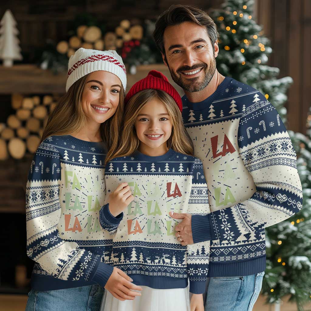 Funny Fa La La 8 Xmas Carol Song Holiday Ugly Christmas Sweater TS11 Navy Print Your Wear