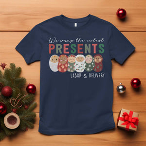 Funny Christmas Labor And Delivery Nurse T Shirt We Wrap The Cutest Presents L&D Nurse TS11 Navy Print Your Wear