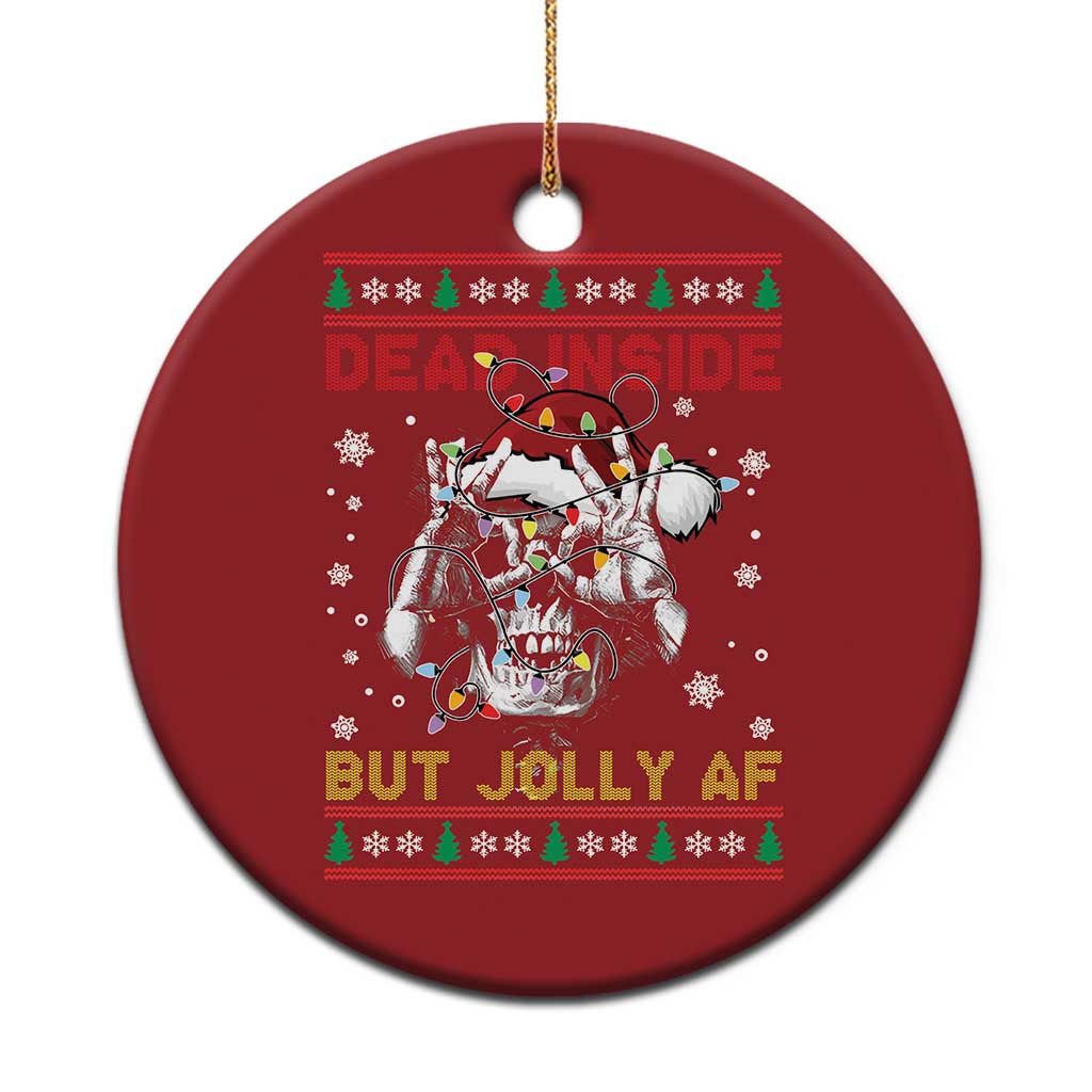 Funny Xmas Skeleton Christmas Ornament Dead Inside But Jolly AF Santa Hat TS11 Print Your Wear
