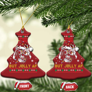 Funny Xmas Skeleton Christmas Ornament Dead Inside But Jolly AF Santa Hat TS11 Christmas Tree Red Print Your Wear